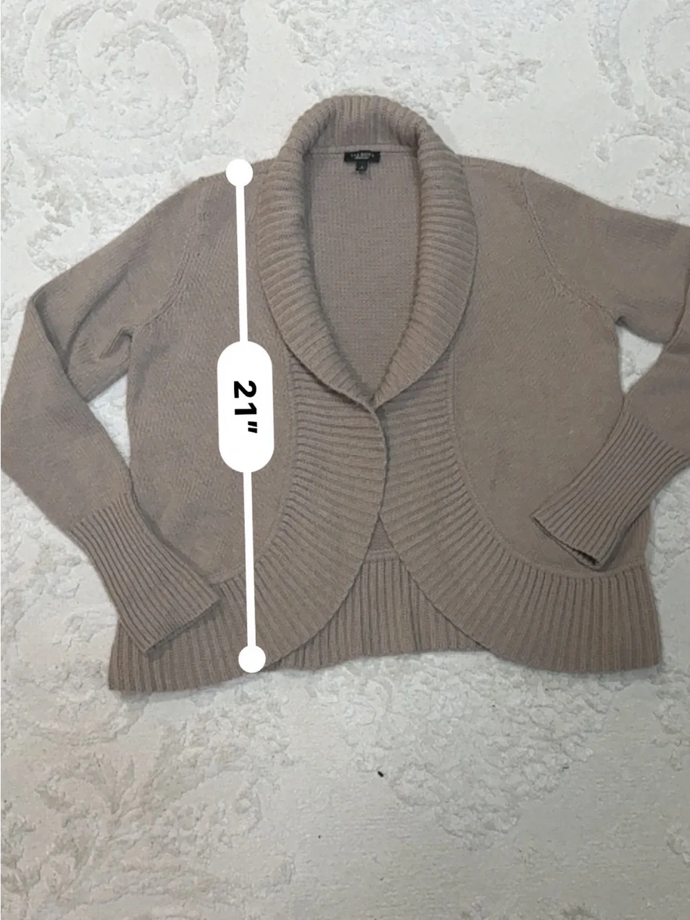 Talbots‎ Lambswool Blend Open Front Shawl Collar Cardigan Sweater Small Beige